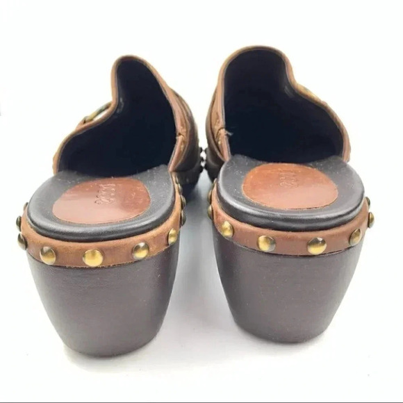 Ecco flats size 38 7-7.5 brown leather clog mules - Picture 4 of 14
